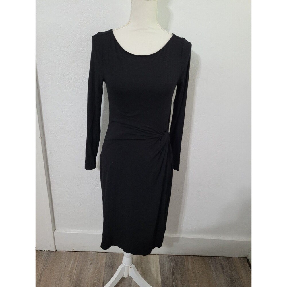 Lauren Ralph Lauren Boatneck Twist Front Black Middi Dress Size Small Sheath